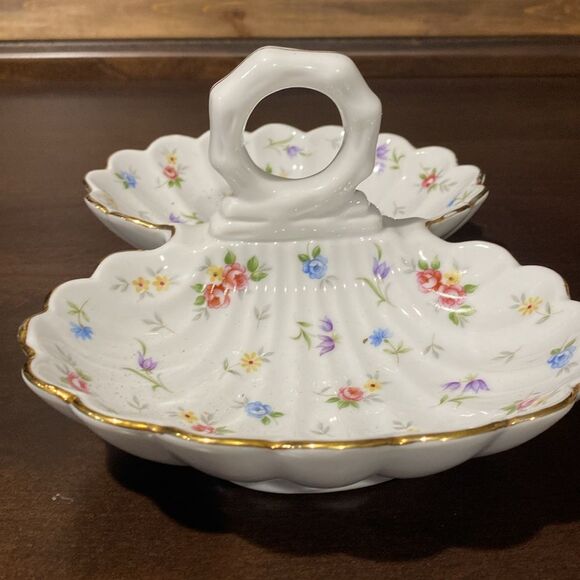 Takahashi Victoria Porcelain Double Sided Relish Candy Dish Floral Painted - Picture 3 of 11